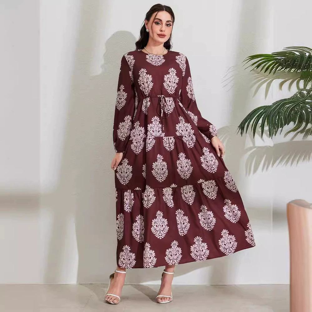 ZARA Real Shot Tie Strap Long Sleeve Maxi Dress Turkish Muslim Clothing
